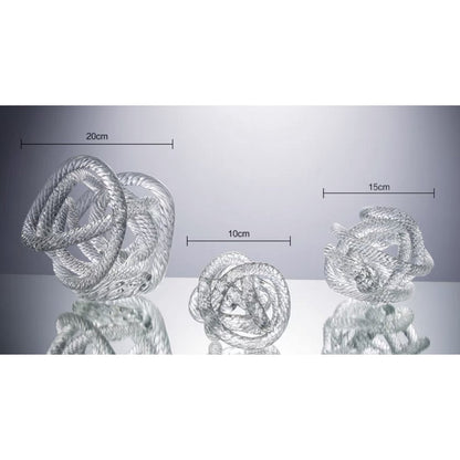 Geknoopte glazen sculptuur M transparant - 15 cm