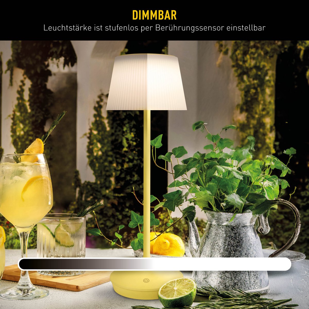 Solar Tafellamp Emmi Geel/Wit - 38 cm (Dimbaar)