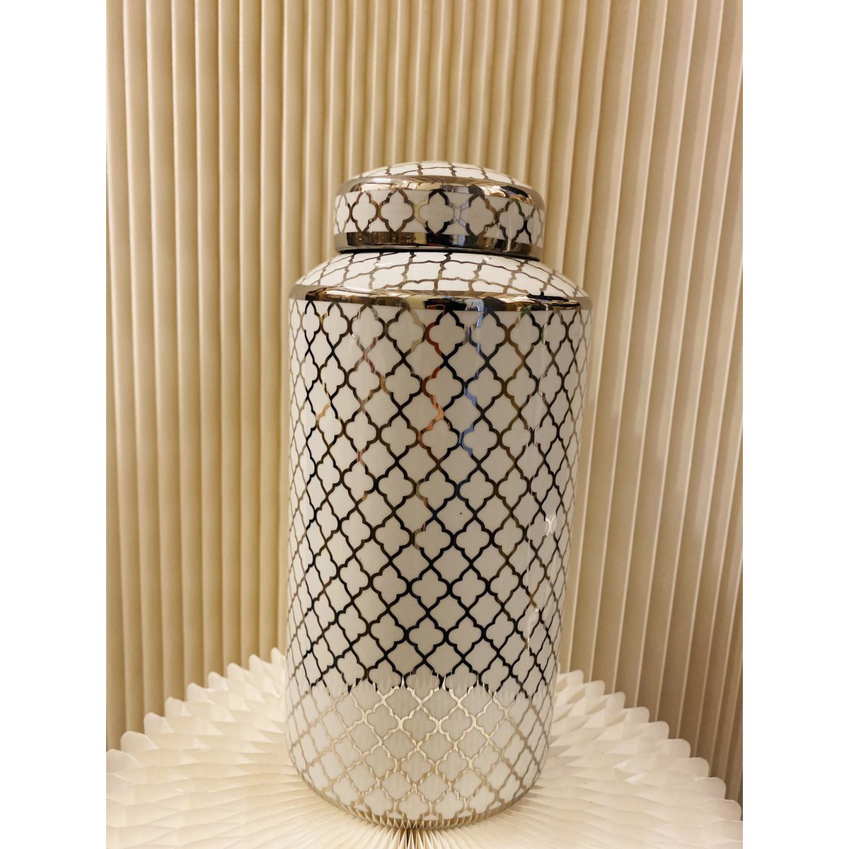 Keramische pot White gold wit/goud - 35 cm