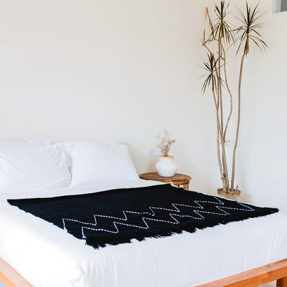 Plaid Linggah Zwart Katoen - 140x200 cm