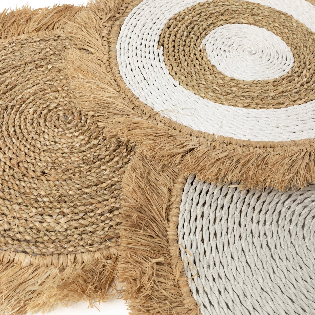 Zeegras raffia placemat Naturel wit - 45 cm - OutHome