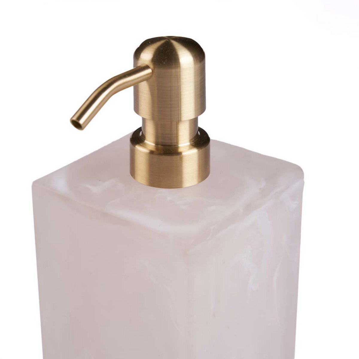 Zeepdispenser van hars roze/wit