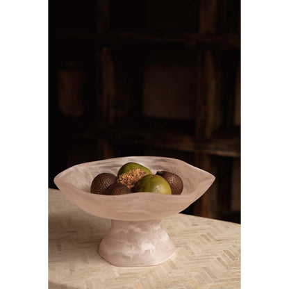 Fruitschaal op voet van hars roze/wit - OutHome
