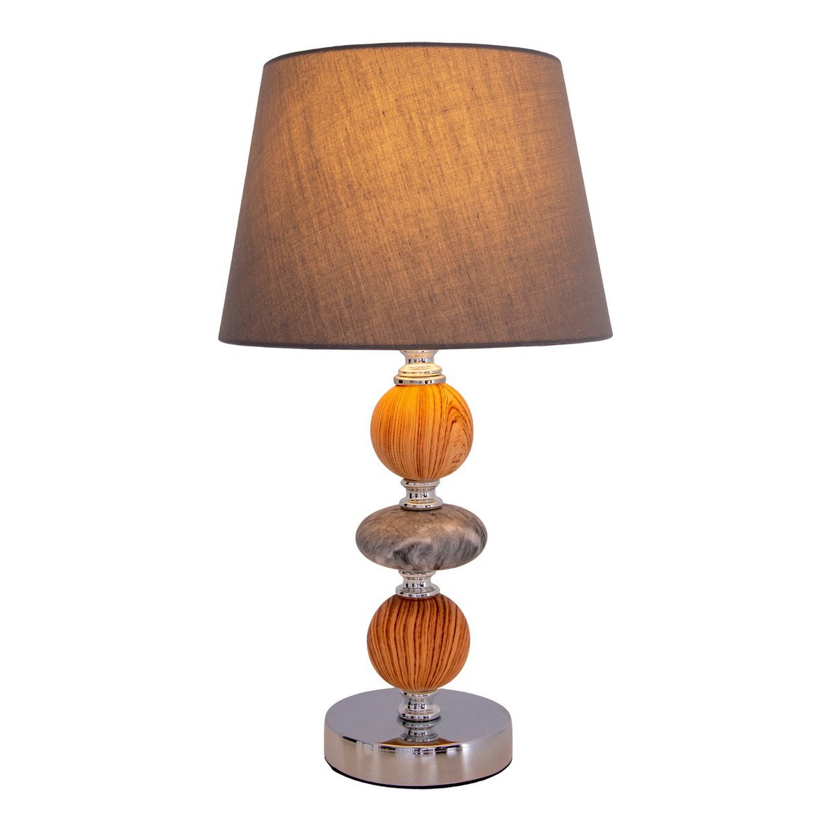 Keramische tafellamp "araga" 36 cm hoog, tafellamp gemaakt van metaal, hout en marmer, met tekstbladen, grijs, met E14 - aansluiting, verlichting voor eetkamer, woonkamer, gang of kantoor - OutHome