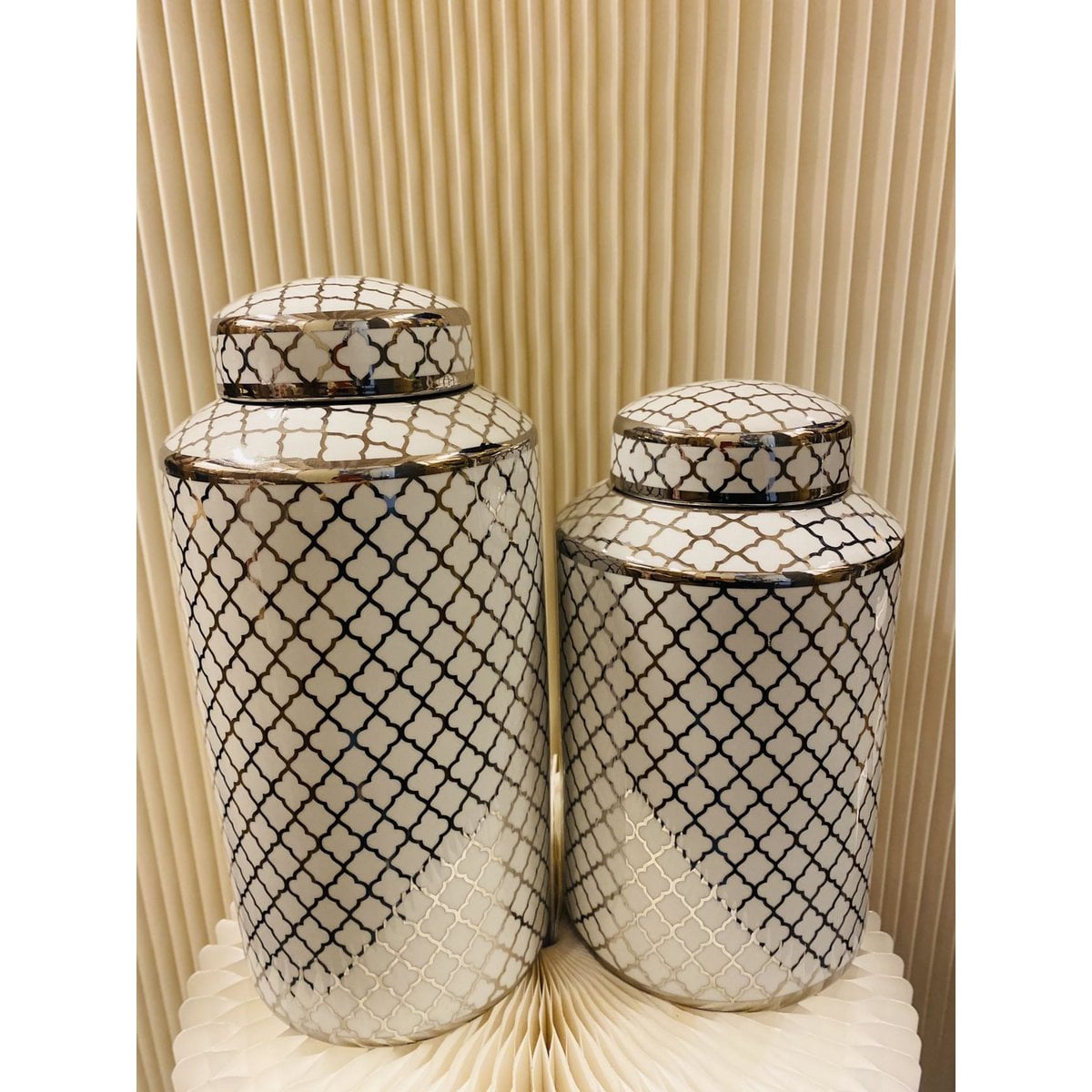 Keramische pot Mini wit/goud - 30 cm