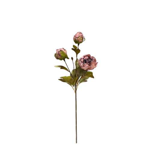 Zijden kunstbloem herfstpioenroos bruin
