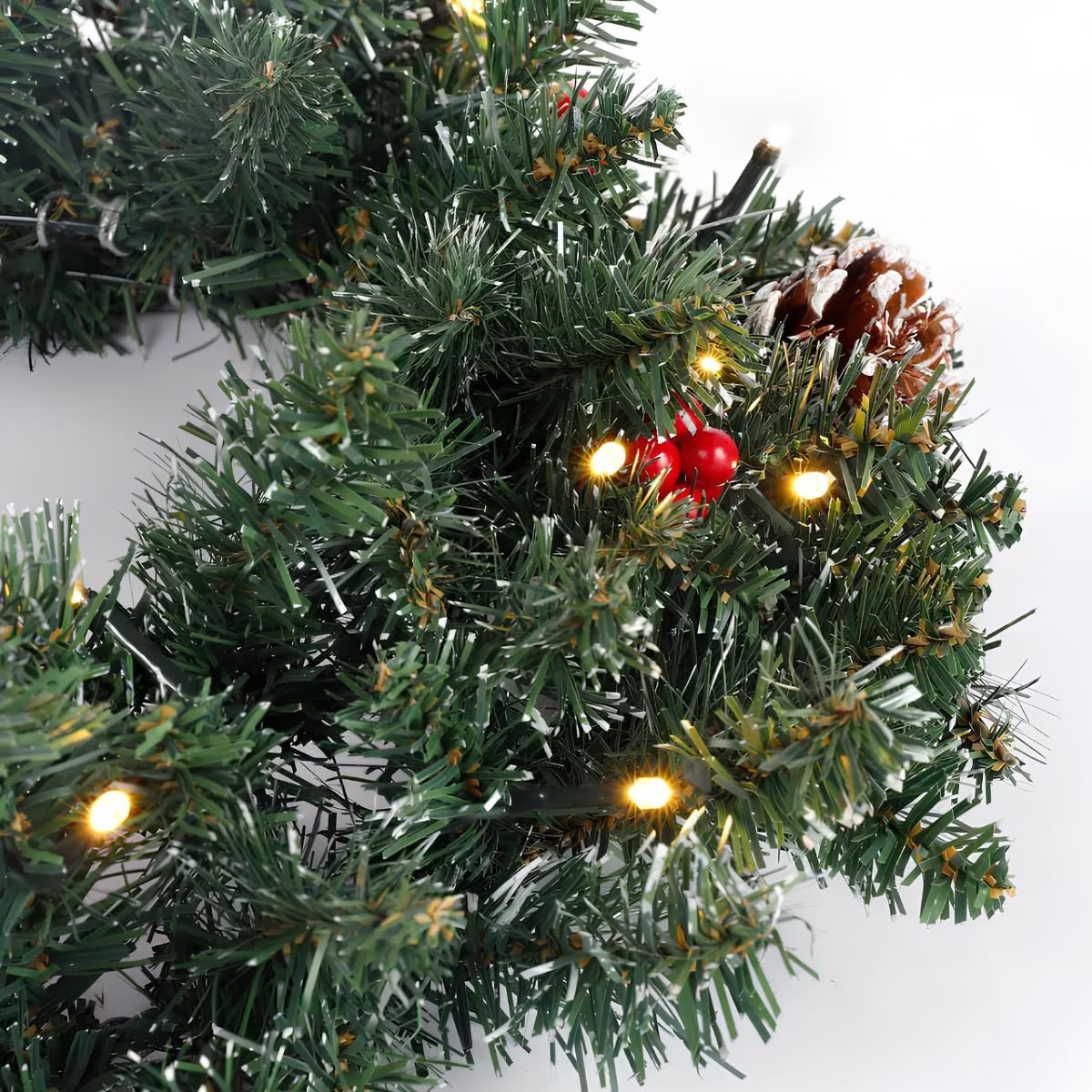 Kerstset Creston Verlicht Groen - 2 × 90 cm + kerstkrans Ø 45 cm