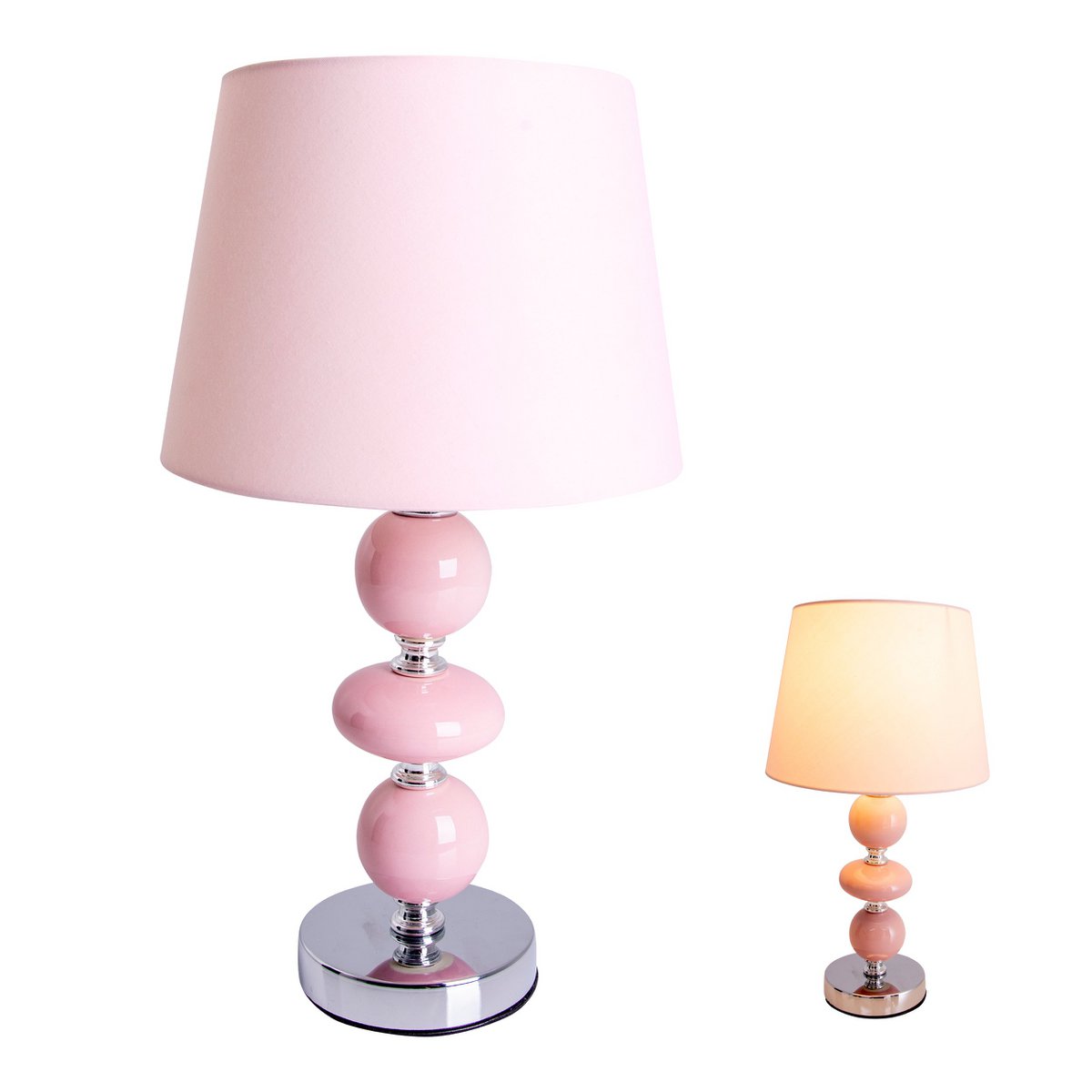 Keramische tafellamp "araga" 36 cm hoog, tafellamp gemaakt van metaal, keramiek, met tekstbladen, roze, met E14 - aansluiting, verlichting voor eetkamer, woonkamer, gang of kantoor, - OutHome