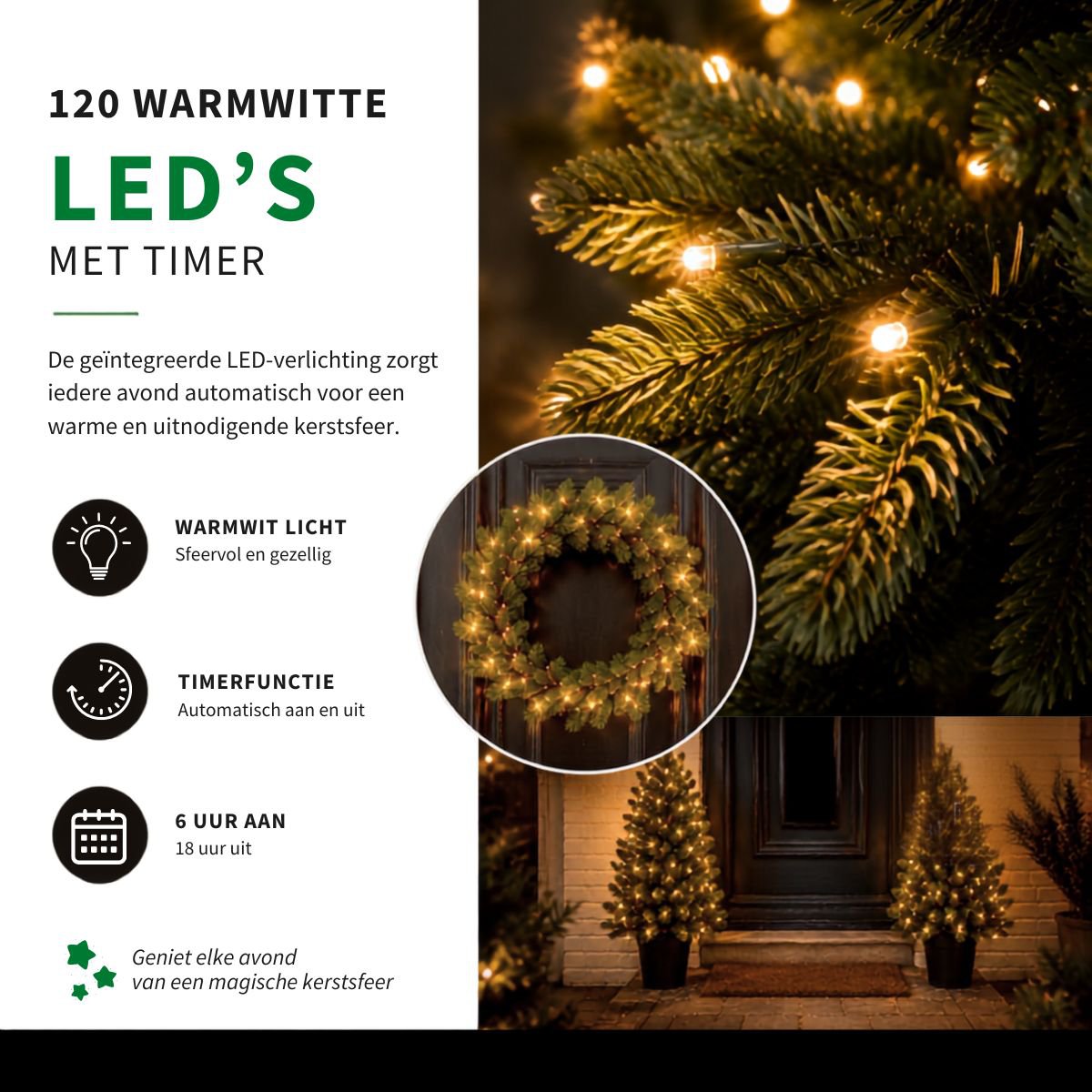 Kerstset Nagoya Verlicht - 2 × 90 cm + kerstkrans