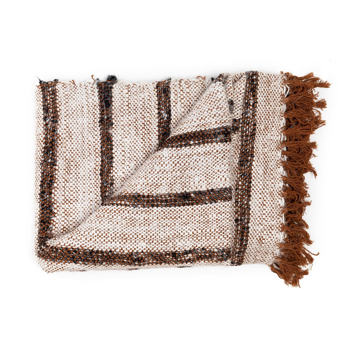 Katoenen plaid S'il vous plaid boheems wit