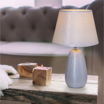 Keramische Tafellamp Simly Zilver - 37 cm (E14)