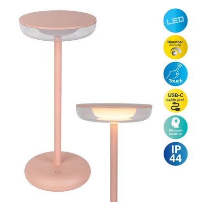 Snoerloze Tafellamp Pasi Roze Touch - 26 cm (Dimbaar)