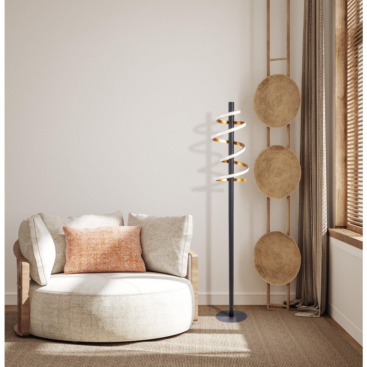 LED Vloerlamp Belleza Zwart/Goud - 140 cm