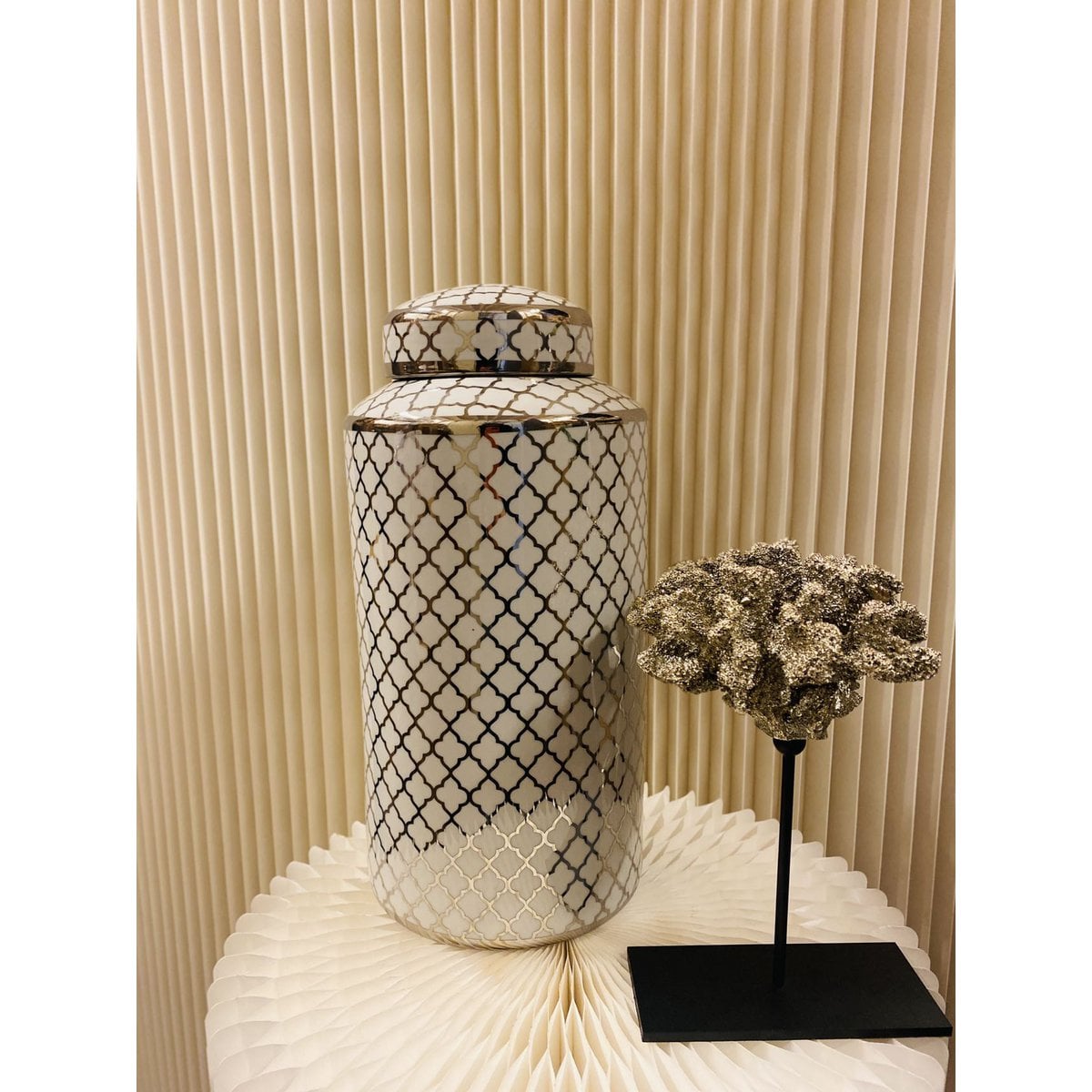 Keramische pot White gold wit/goud - 35 cm