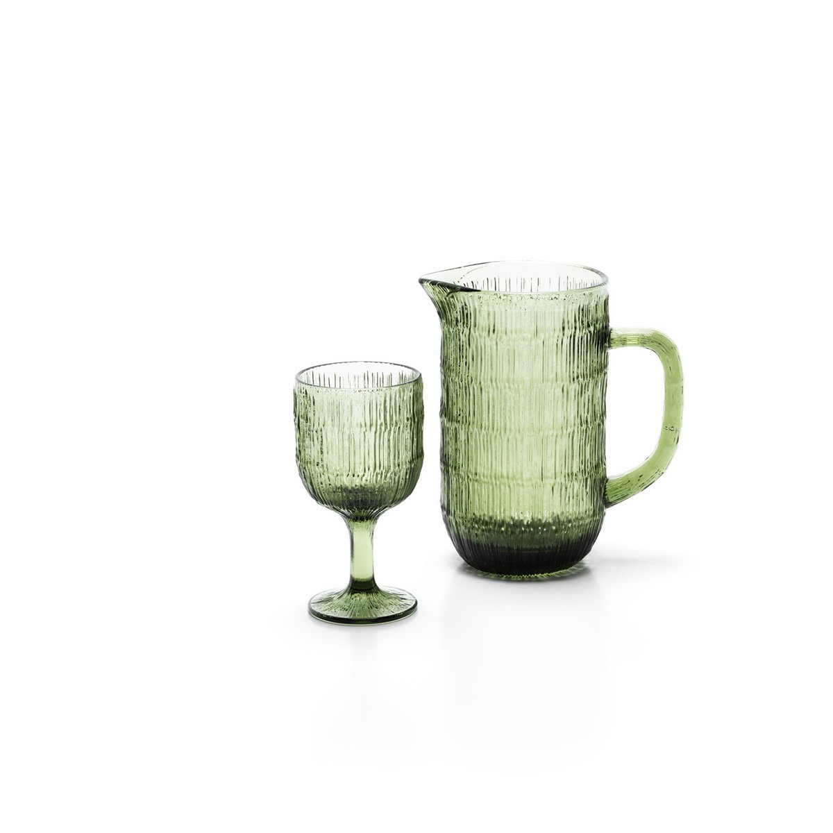 Glazen wijnglas Moss Ripple groen