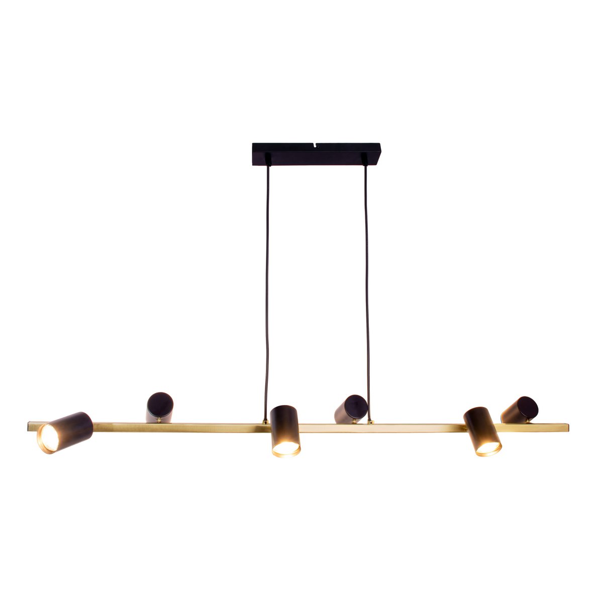 Hanglamp Frida 6-Lichts Zwart/Goud - 115 cm (GU10)