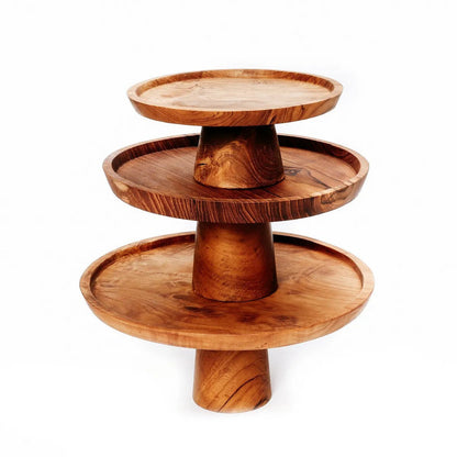Teakhouten gebaksbord Teak root naturel - 20 cm - OutHome