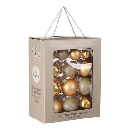 Kerstballen Glas Goud (26 stuks) - Ø 5/6/7 cm