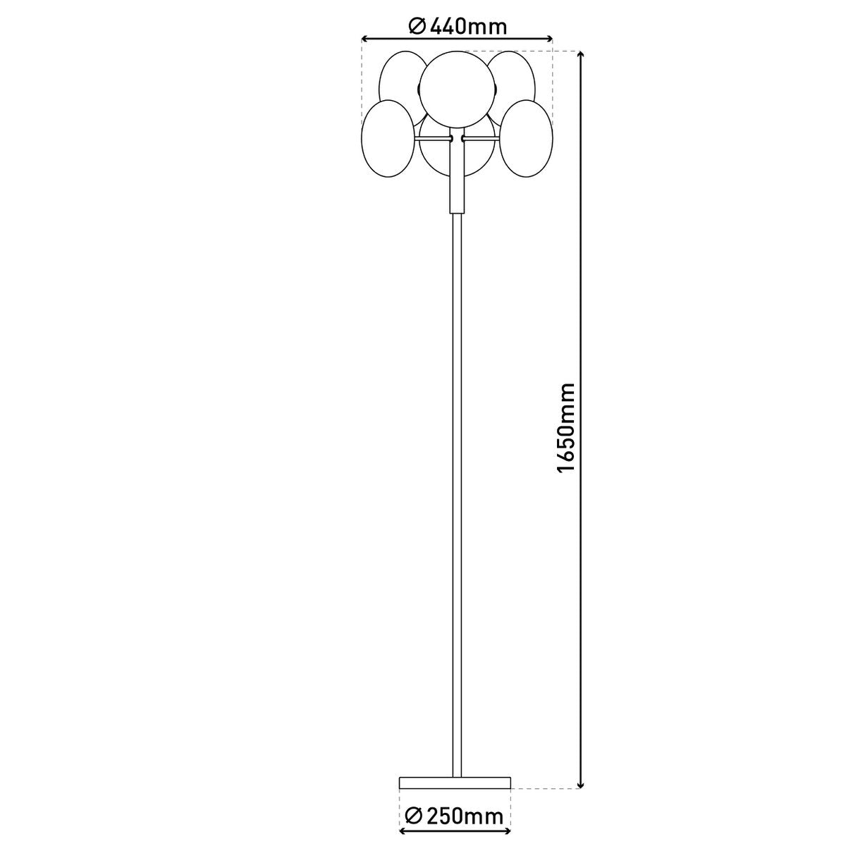 Vloerlamp Orion Messing/Amberglas - 165 cm (G9)