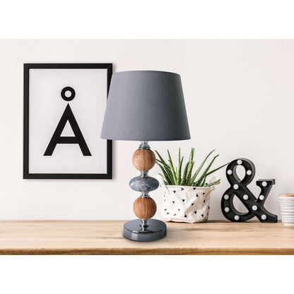 Keramische tafellamp "araga" 36 cm hoog, tafellamp gemaakt van metaal, hout en marmer, met tekstbladen, grijs, met E14 - aansluiting, verlichting voor eetkamer, woonkamer, gang of kantoor - OutHome