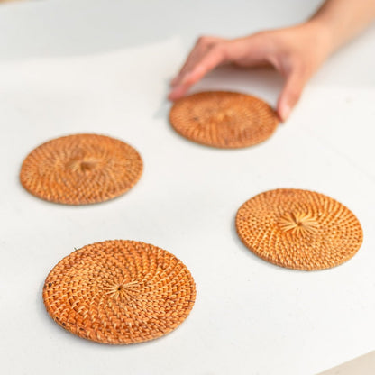 Onderzetters Tibu Rotan Rond (Set van 4/8)