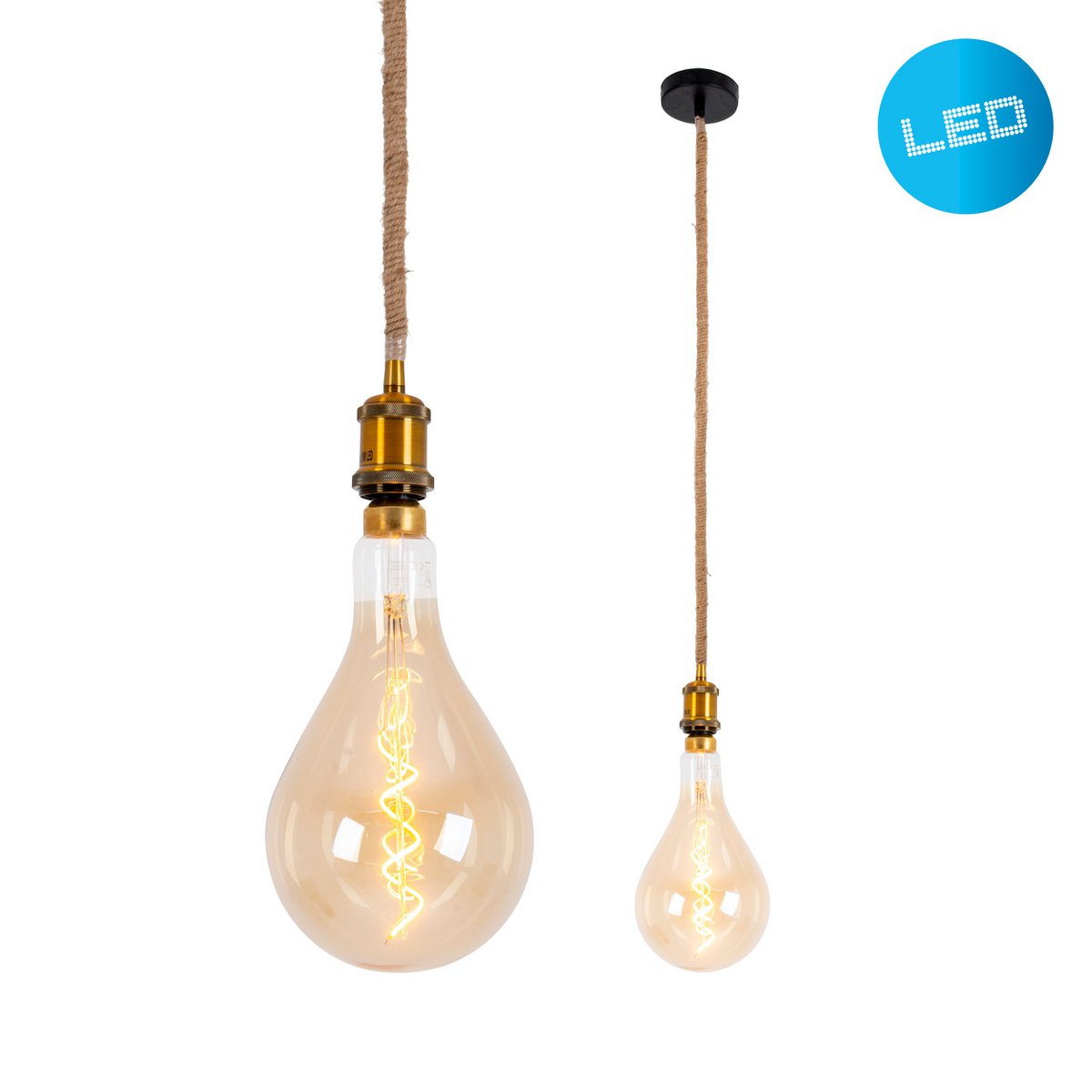 Metalen Hanglamp Ontario Oud Messing/Jute (E27)