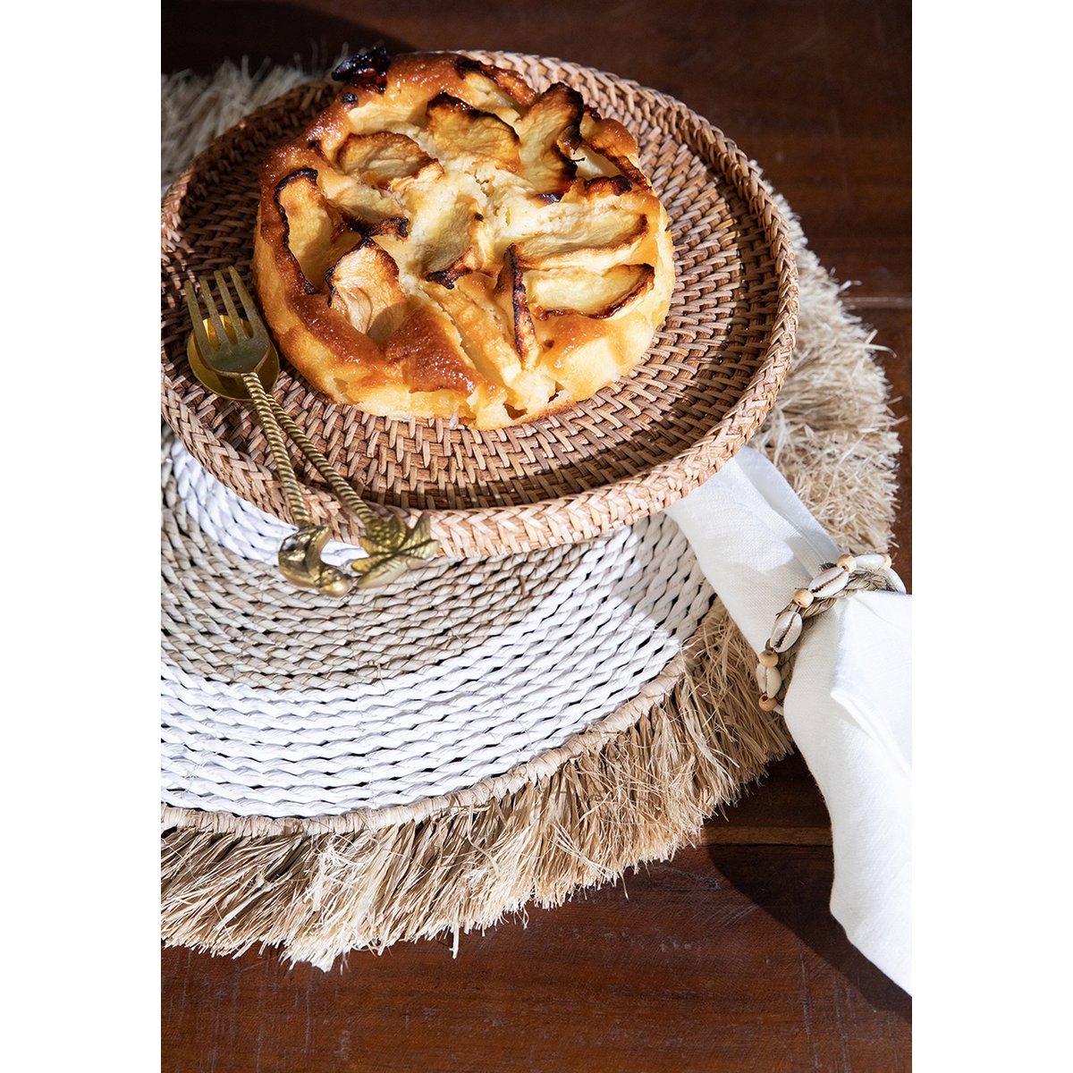 Zeegras raffia placemat Naturel wit - 45 cm - OutHome