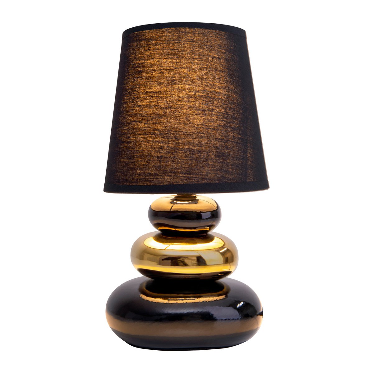 Keramische Tafellamp Stoney Zwart/Goud - 31 cm (E14)