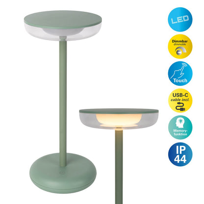 Snoerloze Tafellamp Pasi Mint Touch - 26 cm (Dimbaar)