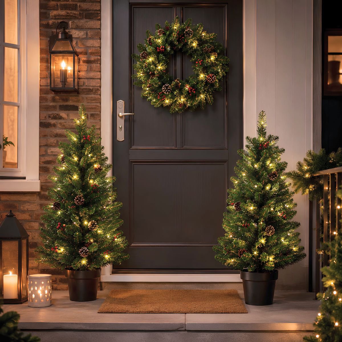 Kerstset Creston Verlicht Groen - 2 × 90 cm + kerstkrans Ø 45 cm
