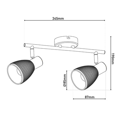 Plafondlamp Lindita 2-Spots (excl. lampen)