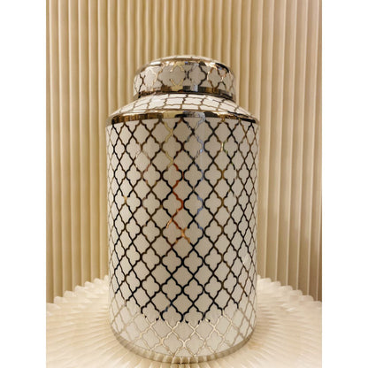Keramische pot White gold wit/goud - 35 cm