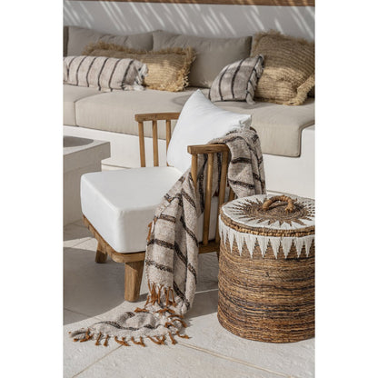 Katoenen plaid S'il vous plaid boheems wit