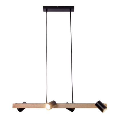 Hanglamp Frida 4-Lichts Zwart/Hout - 80 cm (GU10)