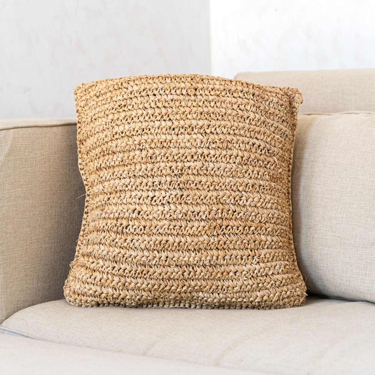Sierkussen Jiwa Raffia Beige - 40x40 cm