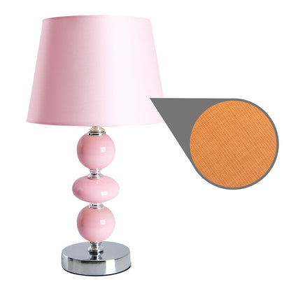 Keramische tafellamp "araga" 36 cm hoog, tafellamp gemaakt van metaal, keramiek, met tekstbladen, roze, met E14 - aansluiting, verlichting voor eetkamer, woonkamer, gang of kantoor, - OutHome