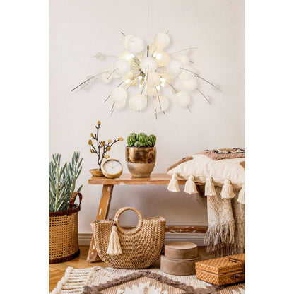 Hanger lamp "explosie" wit, gemaakt van metaal en glas, G9 - versies, hangende lamp voor eetkamer, woonkamer, hal of kantoor, Øca. 98 cm - OutHome