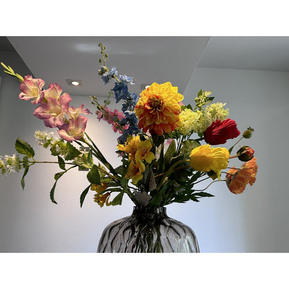 Zijden bloemen boeket met vaas multicolor
