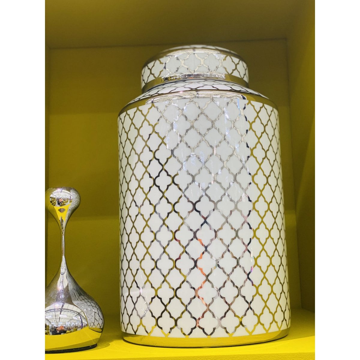 Keramische pot White gold wit/goud - 35 cm