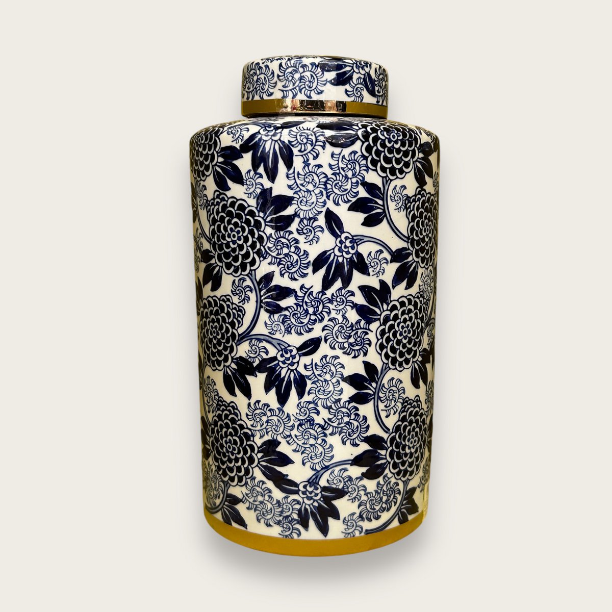 Porseleinen gemberpot Aline blauw/wit