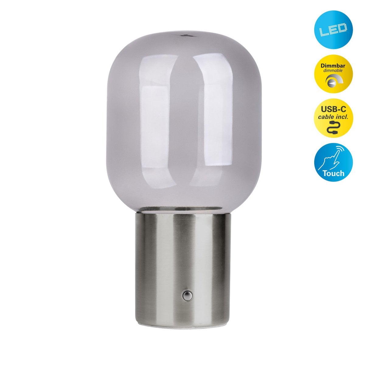 Snoerloze Tafellamp Albero Chroom/Glas - 25 cm (Touch)