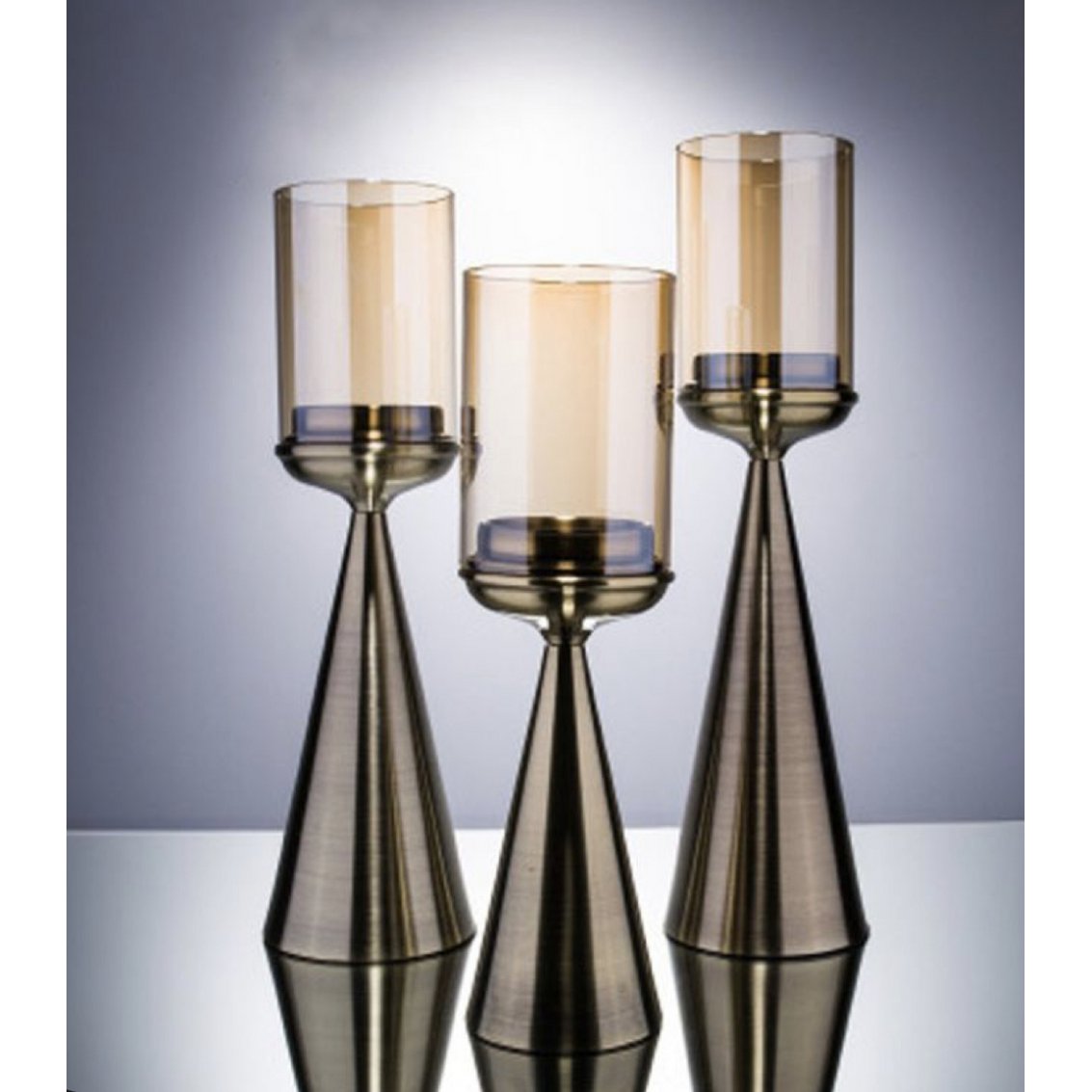 Glazen kandelaar M goud - 45 cm