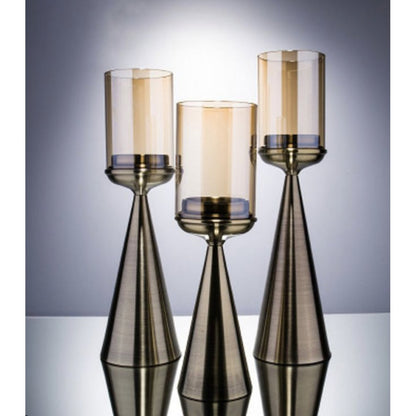 Glazen kandelaar M goud - 45 cm