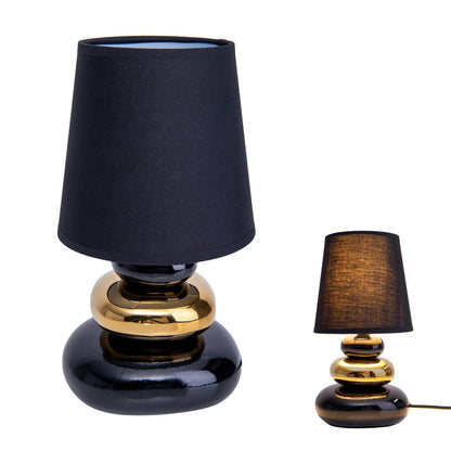 Keramische Tafellamp Stoney Zwart/Goud - 31 cm (E14)