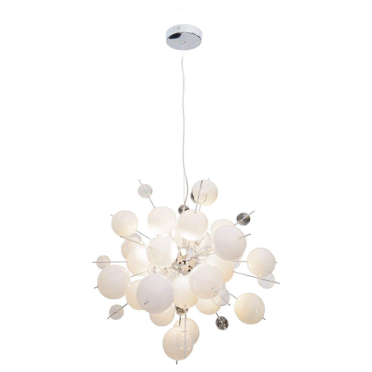 Hanger lamp "explosie" wit gemaakt van metaal en glas, G9 - versies, voor eetkamer, woonkamer, gang of kantoor, hangende lamp ØCA 65 cm - OutHome