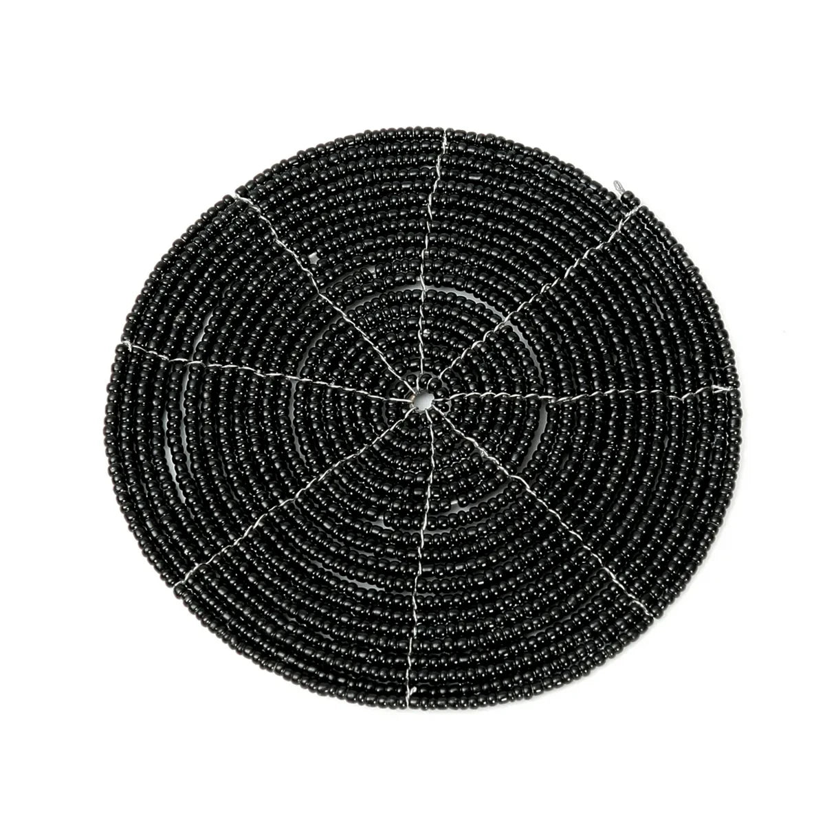 Kralen onderzetter Beaded zwart - 10 cm - OutHome