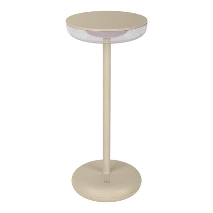 Noteloze tabletlicht "Pasi" voor buiten en binnen, gemaakt van metaal en plastic in beige, dimable, met aanraking en geheugenfunctie, ca. 26 cm hoog - OutHome