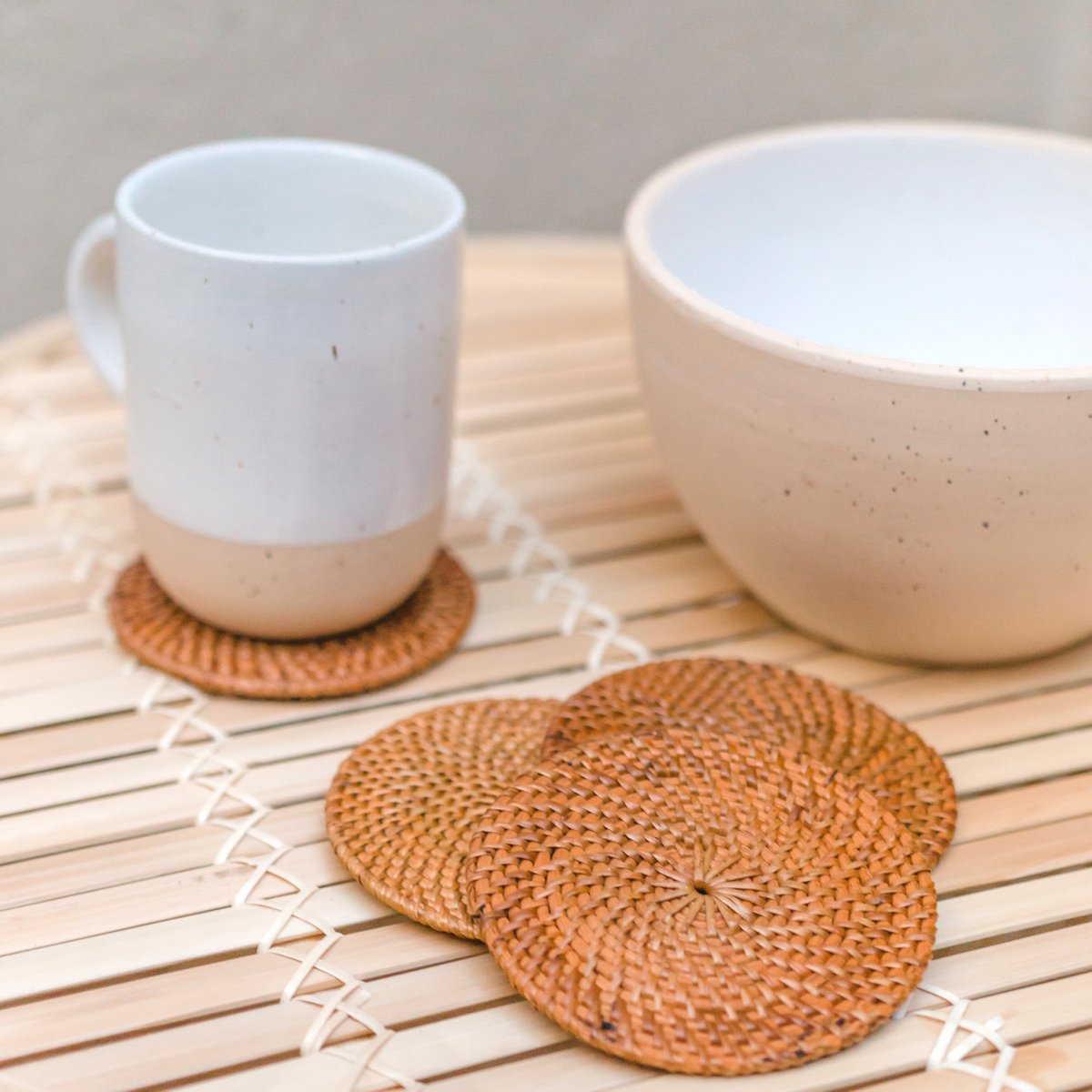 Onderzetters Tibu Rotan Rond (Set van 4/8)