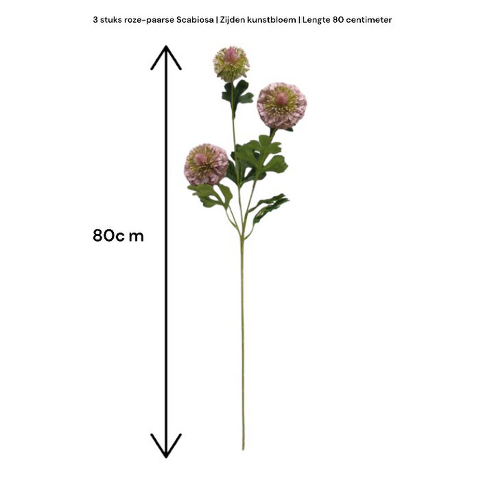 Zijden kunstbloem Scabiosa rood (set van 2) - 80 cm