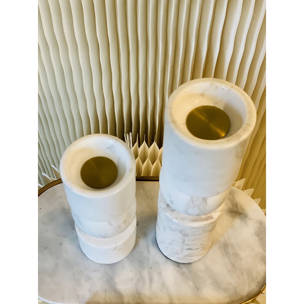 Marmeren kandelaar M wit - 29,5 cm